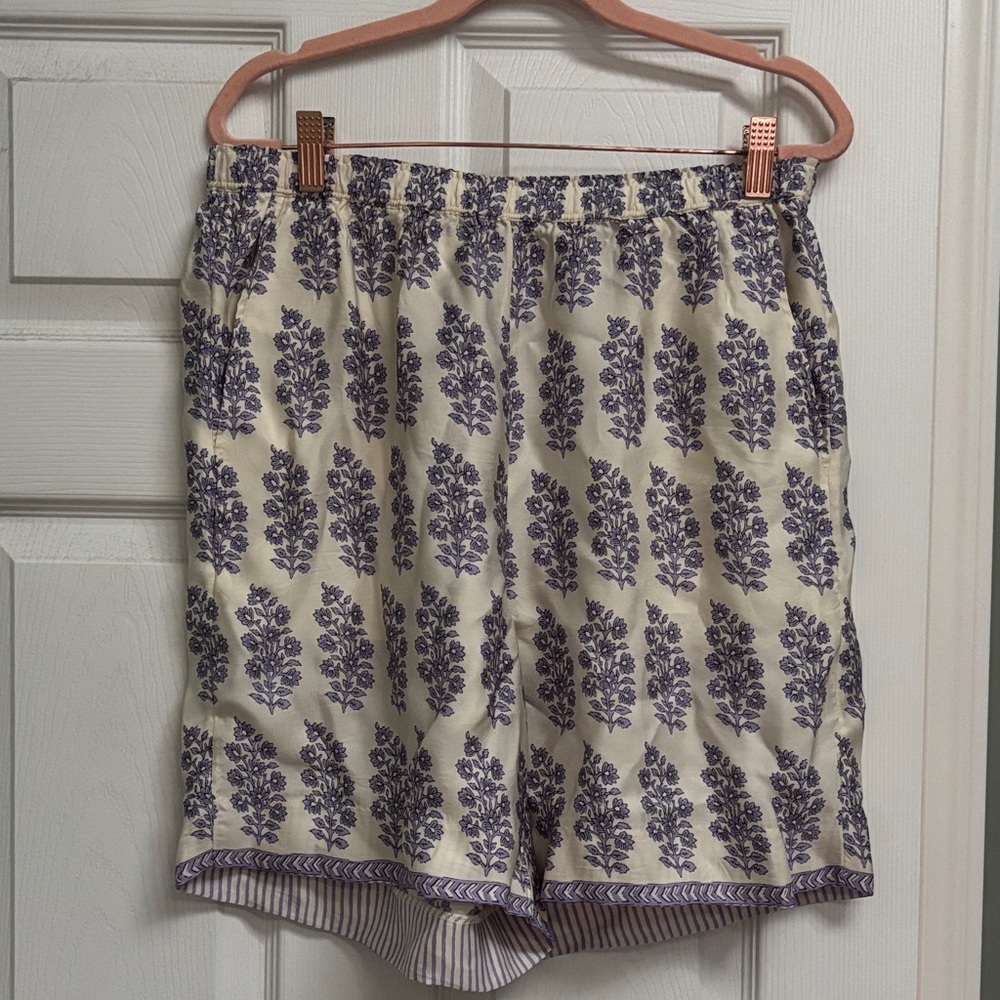 J. Crew Purple Floral Cream Women's Shorts